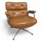 Drehsessel EAMES LOBBY CHAIR ES 105, Sitz u. Rücken Leder braun, kapitoniert, Chromgestell 4-füßig