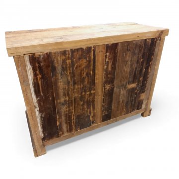 Kommode, Spundholz, rustikal, braun,  2 türig, Hirschgeweihgriff, 1 Regalboden innen