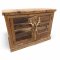 Kommode, Spundholz, rustikal, braun,  2 türig, Hirschgeweihgriff, 1 Regalboden innen