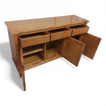 Sideboard, Kirschbaum, 3-türig, 3 Schübe, Ringgriffe, Füße geschwungen, Einlegeböden, B154