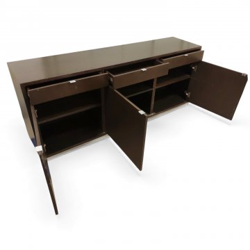 Sideboard, wenge dkl.braun gebeizt, 3-türig, 3 Schübe oben, Chromgestell quadr., Chromgriffe, B185xT45xH86