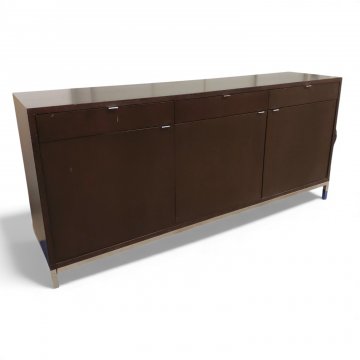 Sideboard, wenge dkl.braun gebeizt, 3-türig, 3 Schübe oben, Chromgestell quadr., Chromgriffe, B185xT45xH86