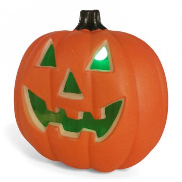 Kürbis, HALLOWEEN, Kunststoff, orange, Stiel schwarz, LED rot, Ø29xH31cm