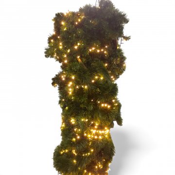 Dekoobjekt , Girlandensäule grün, Metallkorpus silber, beleuchtet, H180cm DEKO