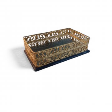 Zierschale, Schmuckschale, Seifenschale, blau Achat, m. Goldseite,7 x 10,5 cm