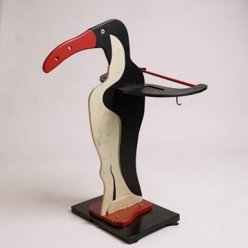 Stummer Diener, Pinguin - Butler, Holz, auf Rollen, H: 105cm