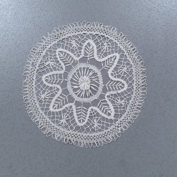 Deckchen Ø 28 creme, Stern mit kleinen Blüten, ganz zart, Filet Spitze, rund