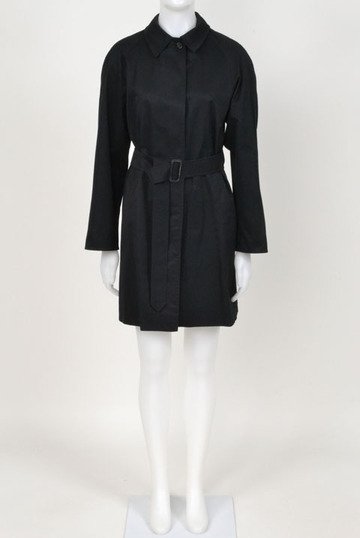 Mantel schwarz 2tlg Baumwolle/ Polyester VM 4Knöpfe Revers Kragen Raglanarm 2schräge Taschen HM Schlitz Gürtel/ Burberry