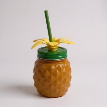 Trinkglas, Cocktailglas, Ananas, Trinkhalm, Schraubverschluss
