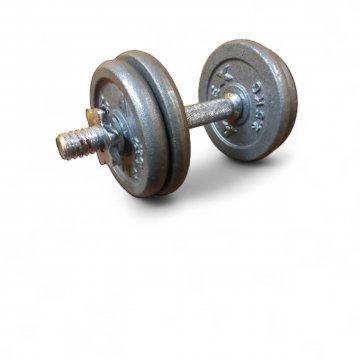 Kurzhantel, Hantel, 10kg, fertig bestückt mit Hantelscheiben, Vintage
