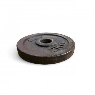Hantelscheibe 2 Kg, Metallguss, schwarz,Loch ø 3cm, 