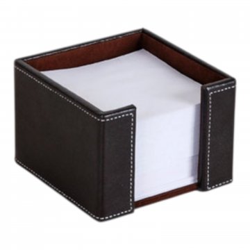 Zettelkasten ASCOT Leder braun, helle Nähte, mit Papier