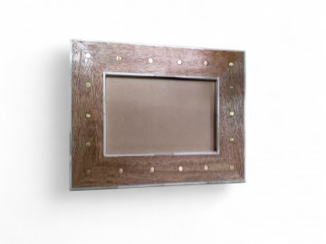 Standbilderrahmen HOLZ, mit Messingpunkten,rechteckig, Bildmaße innen: 16 x11 cm, Bilderrahmen, helles Holz