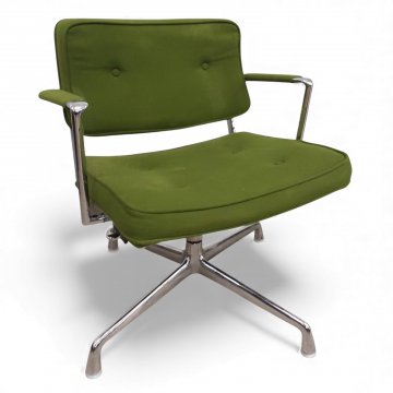 Drehsessel MILLER, Sitz u. Rücken Stoff grün kapituniert, Chromgestell 4-füßig,B60xT50xH80 - HERMAN MILLER