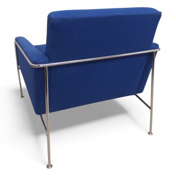 Sessel AIRPORT, Chromgestell, Vollpolster Stoff blau, Arml. niedrig