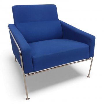 Sessel AIRPORT, Chromgestell, Vollpolster Stoff blau, Arml. niedrig