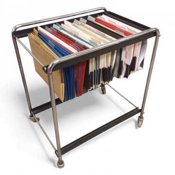 Mappenboy, Bürorollwagen, Chromrundrohr mit Hängeregistratur, 60x45 cm.