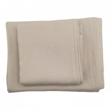 Bettwäschegarnitur 135x200cm + Kissen 80x80cm, Leinen, beige