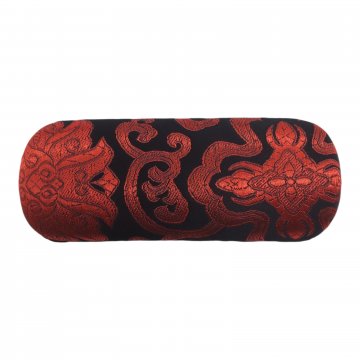 Brillenetui, schwarz mit Muster in rot, aus Satin Stoff