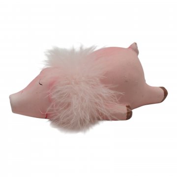Porzellan Schwein, liegend mit Federn