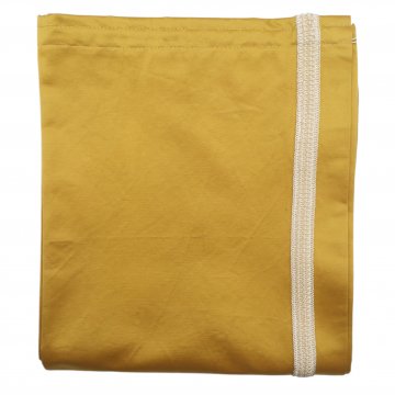 Vorhang H260xB115, gelbgold, Satinart, Stickbordüre, steifer Fall, mit Gardinenband