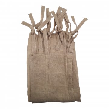 Vorhang H260xB90, greige, Leinen, heftstich in creme, doppellagig Leinen in creme, mit Schleifenbändern