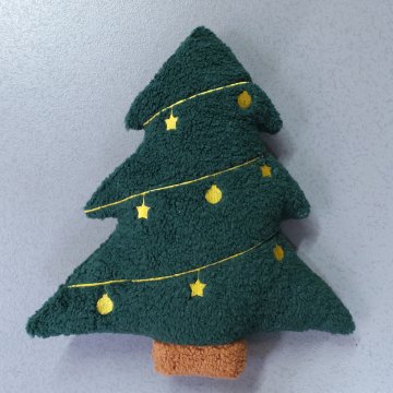 Kissen 40x35 Tannenbaum mit Lichterkette, Plüsch, grün, braun, gelb, Baby, Kleinkind, Kind, Jugend, Weihnachten