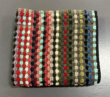 Handtuch 85x45, schwarz, bunte Blockstreifen, Grubenhandtuch, Fronttier