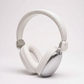 Kopfhörer, wireless, weiß / silber, Lederimitat