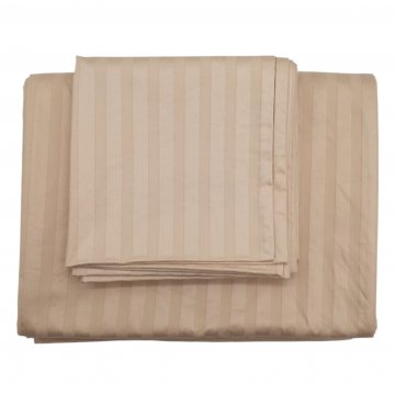 Bettwäschegarnitur 135x200cm + Kopfkissen 80x80cm, blassapricot, in sich gestreift, Baumwolle