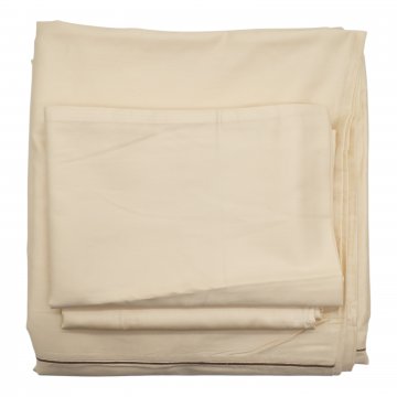 Bettwäschegarnitur 200x200cm+2x Kopfkissen 80x80cm, vanille mit Zierstich, Satin, Baumwolle