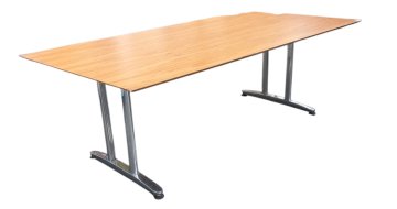 Konferenz/Schreibtisch Palisander auf Chromdoppelsäulengestell, Platte 210x110, h 75cm