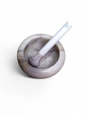 Mörser, Marmor,hell, auf Fuß, ø 13 cm, h 7 cm