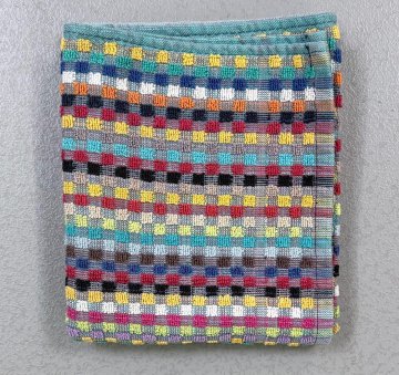 Handtuch 80x45 schwarz, bunte Blockstreifen, Grubenhandtuch