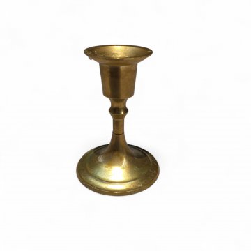 Kerzenleuchter, klein, Messing poliert, Trompetenfuß, 1-flg., Höhe 10cm