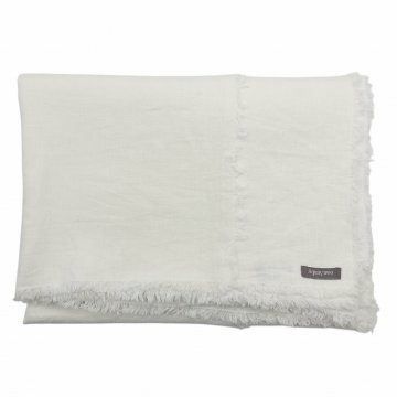 Tischdecke 170x250cm, weiß Leinen mit Fransen