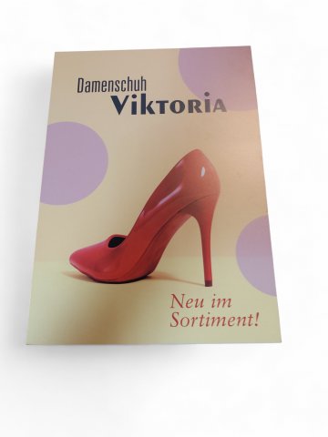 Schild VICTORIA,Damenschuh,Werbung, Hintergrund gelb,  25,4 x 42 cm, RECHTE UNKLAR !