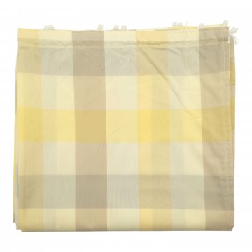 Vorhang H255xB140, pastellgelb/grau/beige grob kariert, Mischgewebe mit Gardinenband