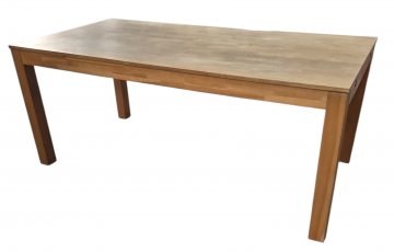 Esstisch, Kiefer natur massiv, Pfostenbeine, 180x90cm, h 75cm, 2 Zusatzplatten 48x90cm