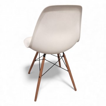 Stuhl EAMES, DSW SIDE CHAIR, Sitzschale Kunststoff weiß, Untergestell Ahorn gelblich, Metallverstrebung schwarz H81xB47 - VITRA