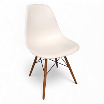 Stuhl EAMES, DSW SIDE CHAIR, Sitzschale Kunststoff weiß, Untergestell Ahorn gelblich, Metallverstrebung schwarz H81xB47 - VITRA