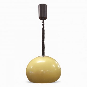 Hängelampe, Schirm K.stoff beige, innen Chrombügel, E27 max.60W, ø35 H28