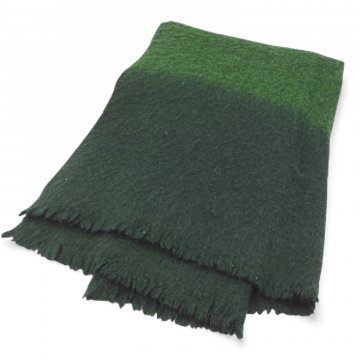 Tagesdecke, Mischgewebe, grün, gestreift, Fransen, 140x180