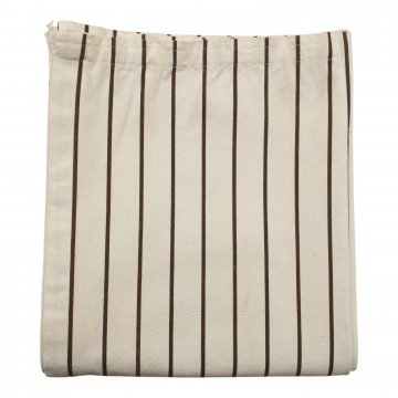 Vorhang H250xB110, creme, Baumwolle, steifer Fall, dunkelbraune dünne Längsstreifen, mit Gardinenband