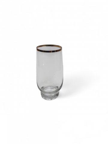 Glas, Saftglas DORO, transparent, mit Goldrand, H 14,5 cm Ø 5,5 cm, Trinkglas