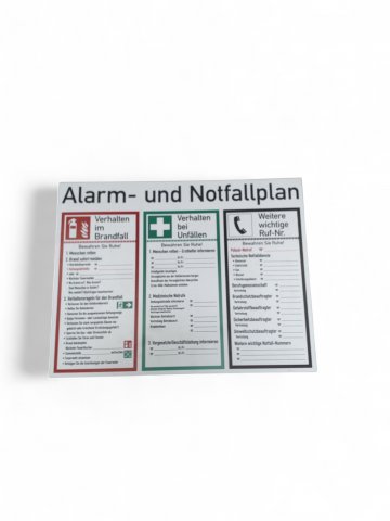 Schild NOTFALL , Plan, Kunststoff weiss,schwarz,rot,grün 48x62cm