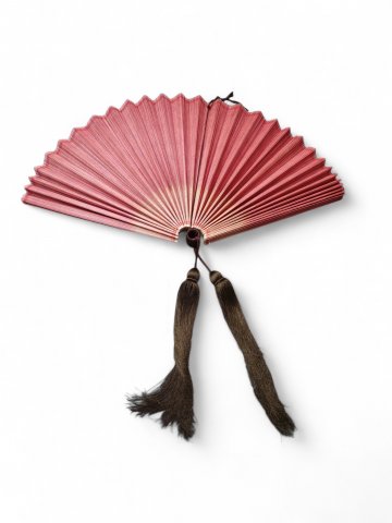 Fächer ASIA ,rot, mit 2 Quasten grün,37 cm x 70 cm