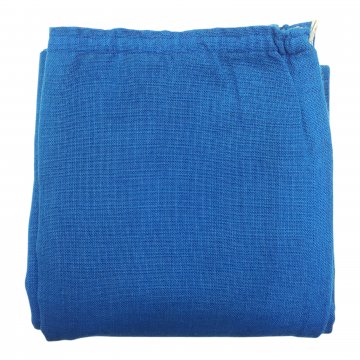 Vorhang H250xB168, blau,  leinenartig, grobes Gewebe mit Gardinenband