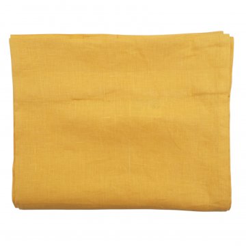 Vorhang H250xB148, mangogelb, leichter Leinen, verdeckte Schlaufen und offener Saum
