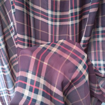 Voile 255x140 weinrot braun, hellbraun + rotes Karoraster